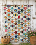 Vintage Grandmother's Flower Garden Quilt with Provenance
