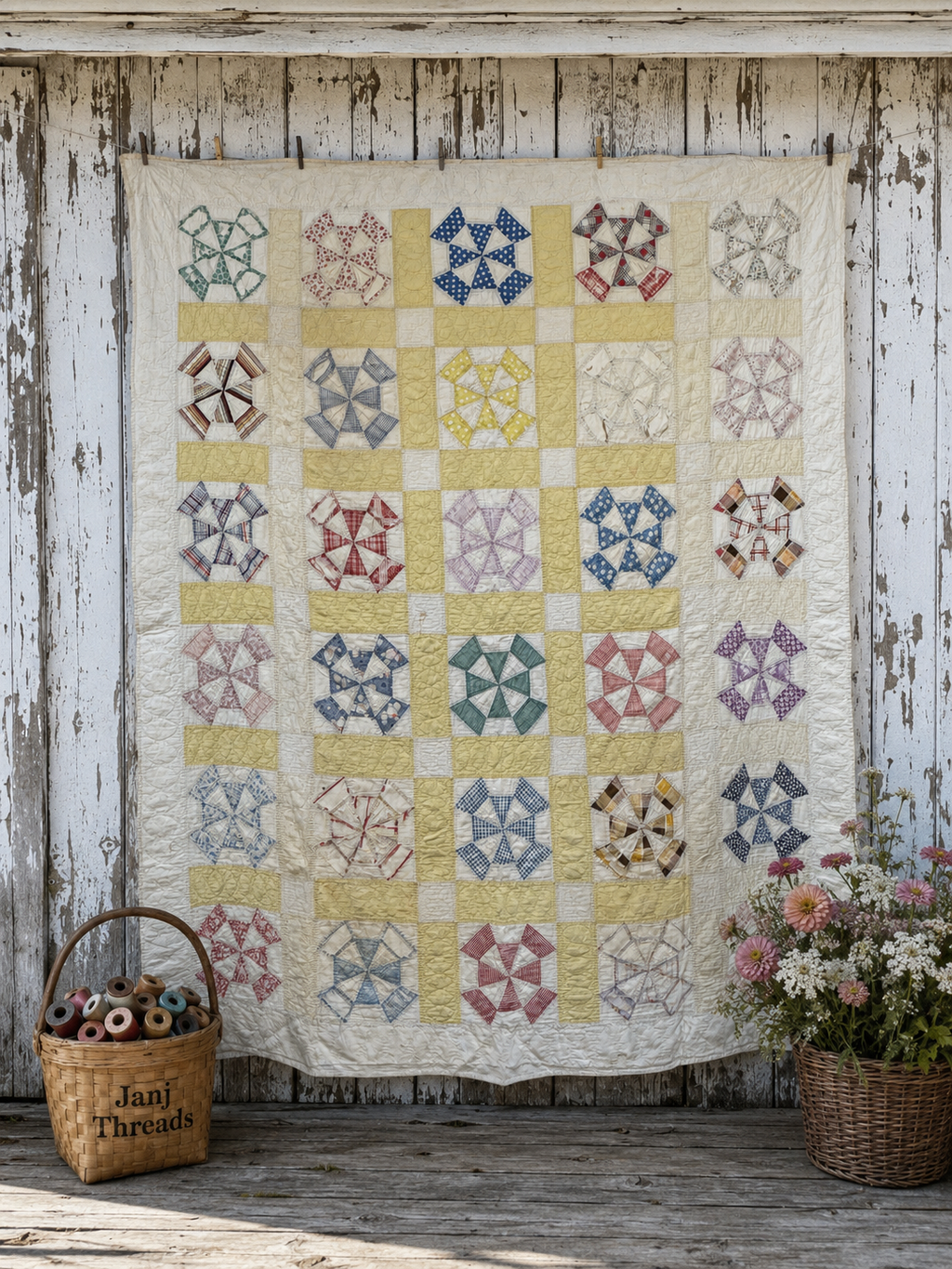 Vintage Quilt Amazing Windmill