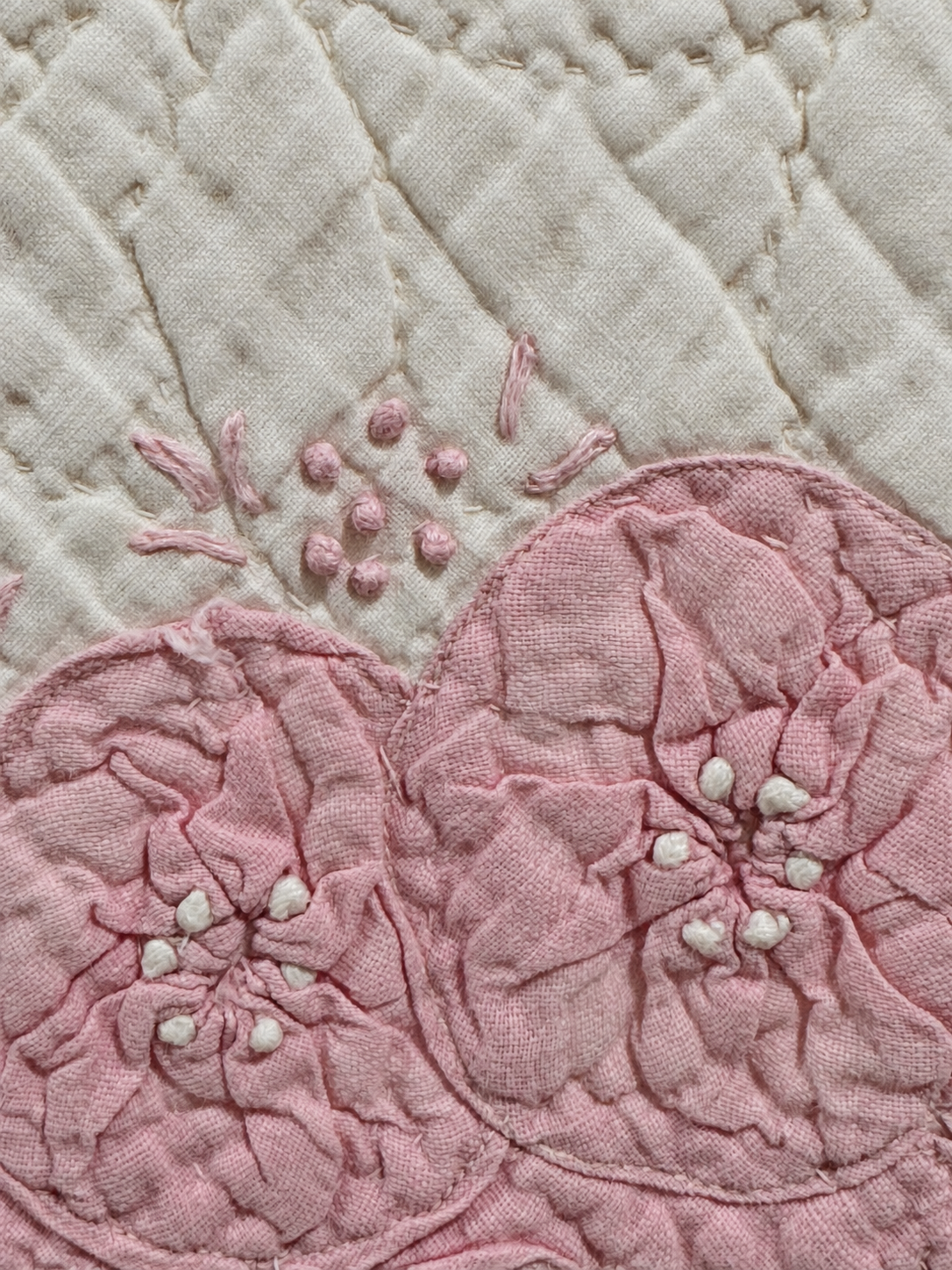 Vintage Quilt Pink Applique Basket