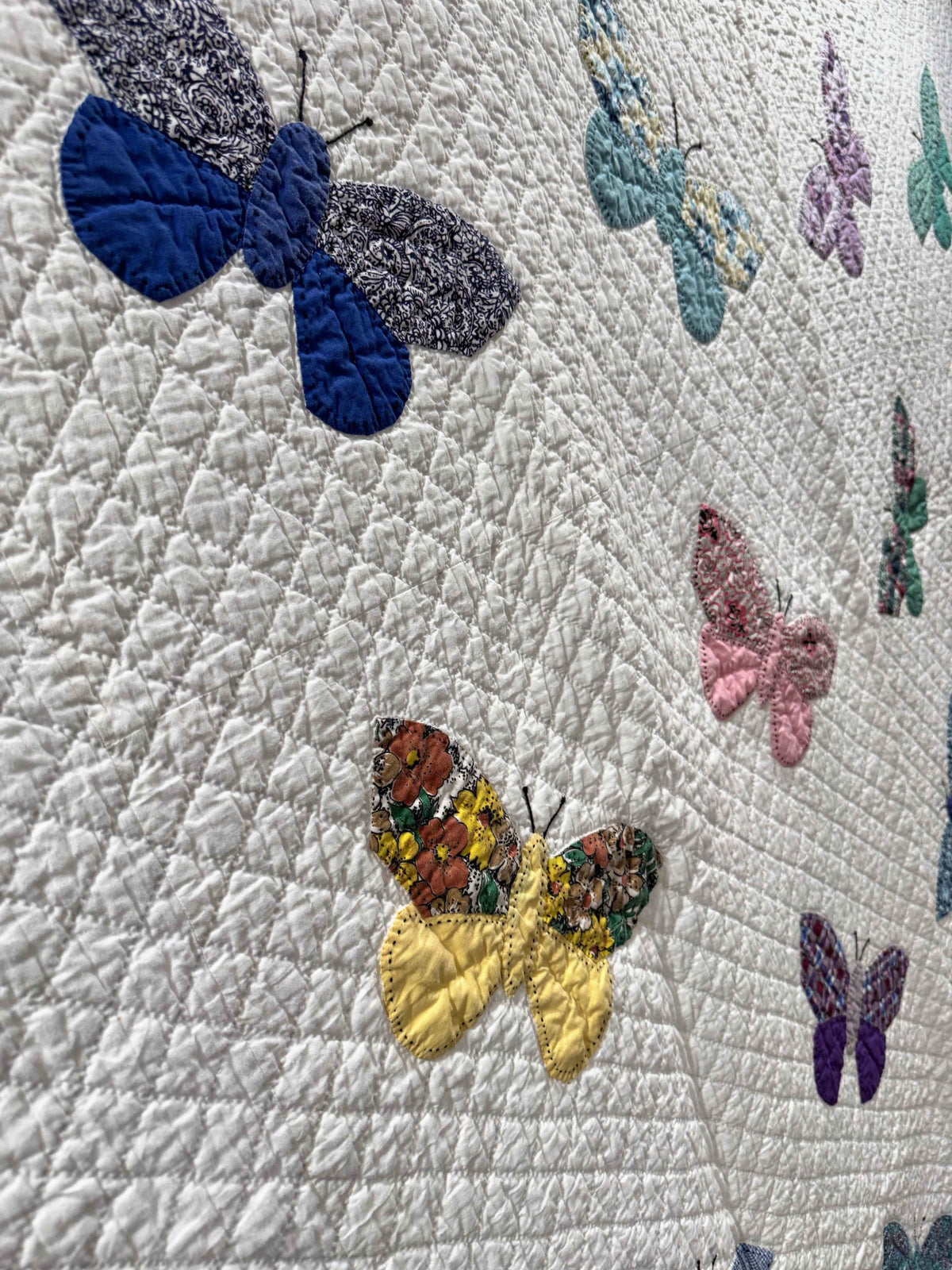 **SOLD Vintage Quilt Butterfly Applique on White  SOLD**