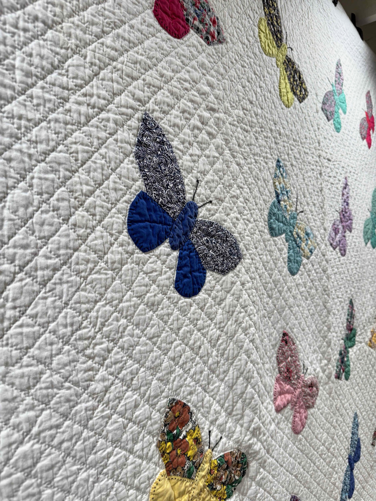 **SOLD Vintage Quilt Butterfly Applique on White  SOLD**