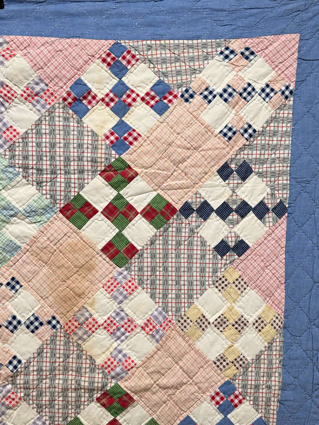 Vintage Quilt Nine Patch on Point