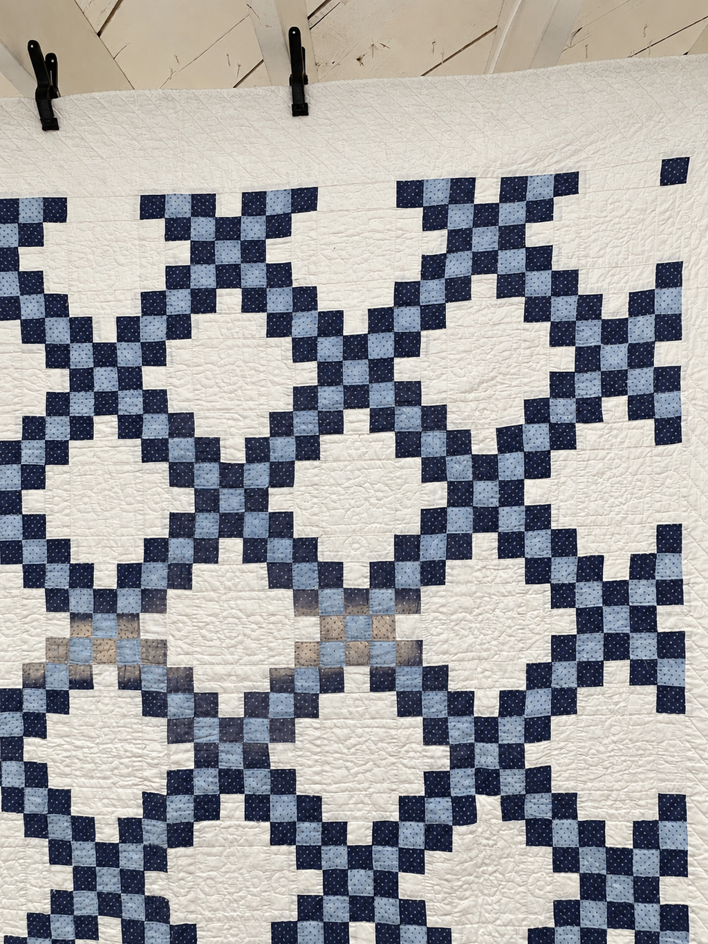 **SOLD Antique Quilt Blue Calico Double Irish Chain SOLD**