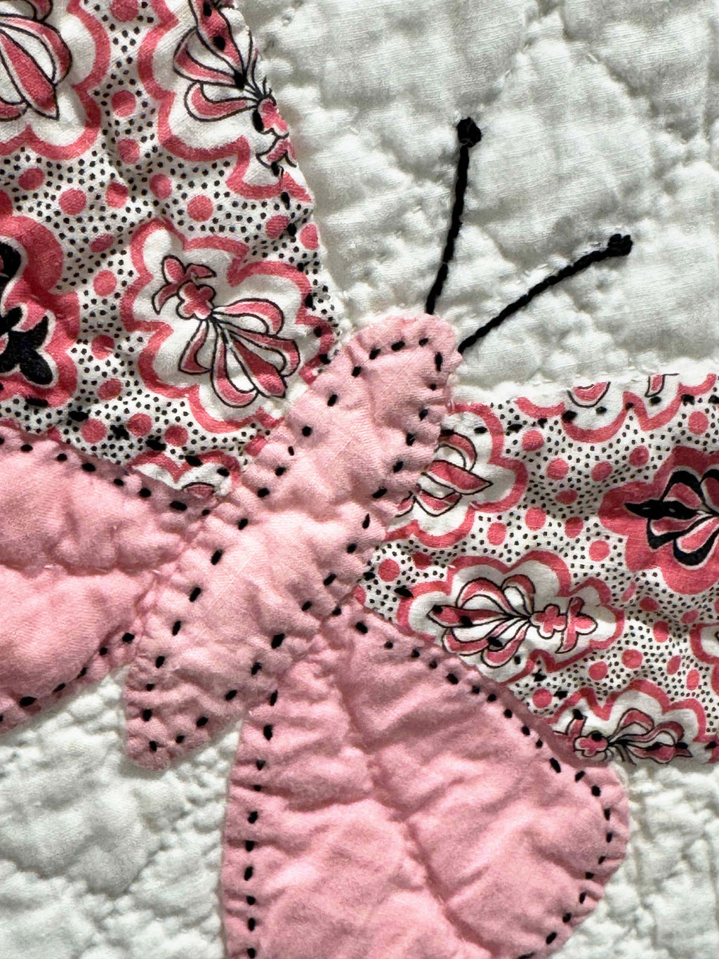 **SOLD Vintage Quilt Butterfly Applique on White  SOLD**
