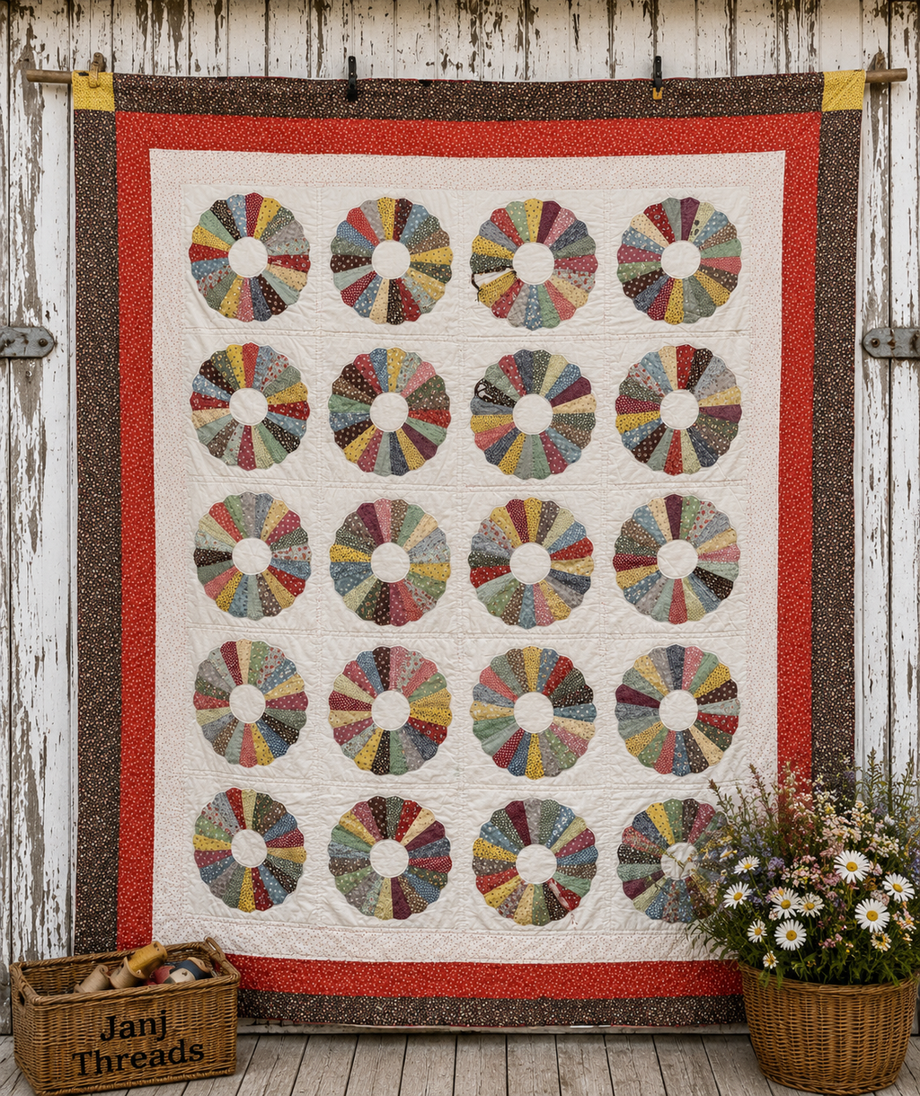 Vintage Feedsack Dresden Plate Cutter Quilt