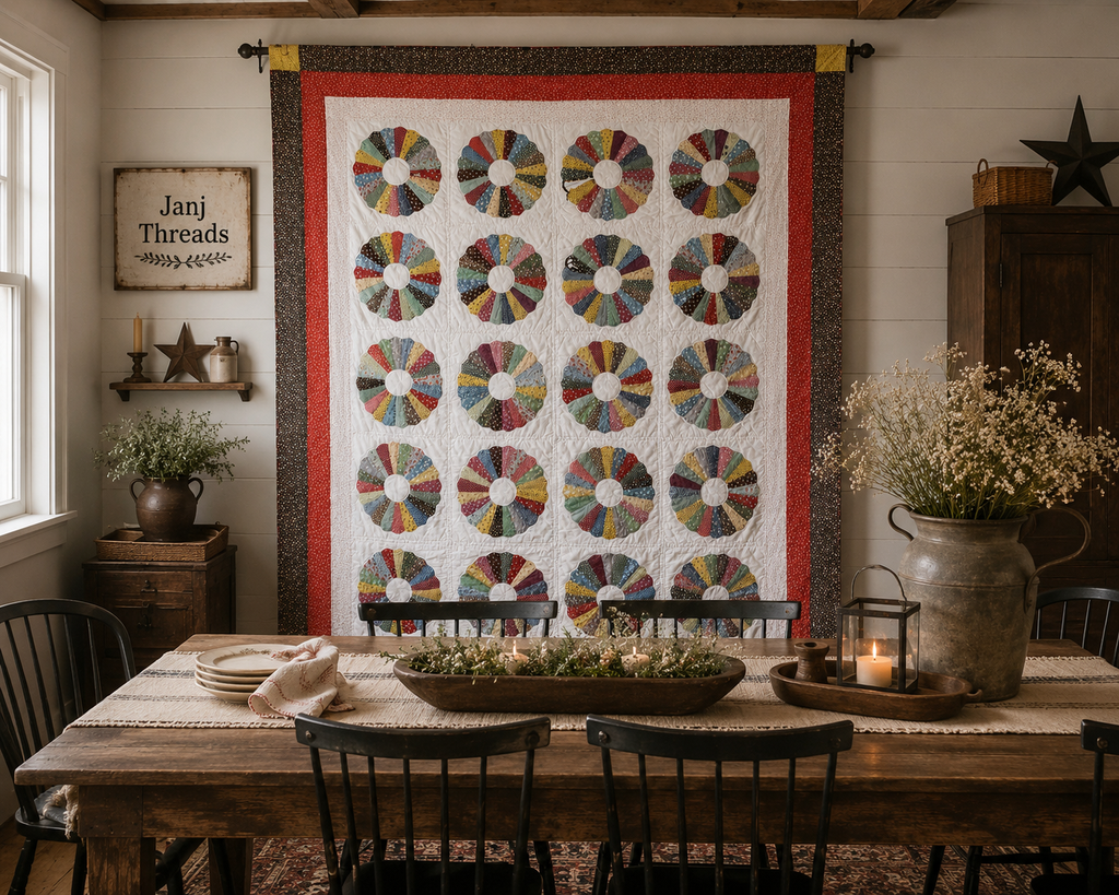 Vintage Feedsack Dresden Plate Cutter Quilt