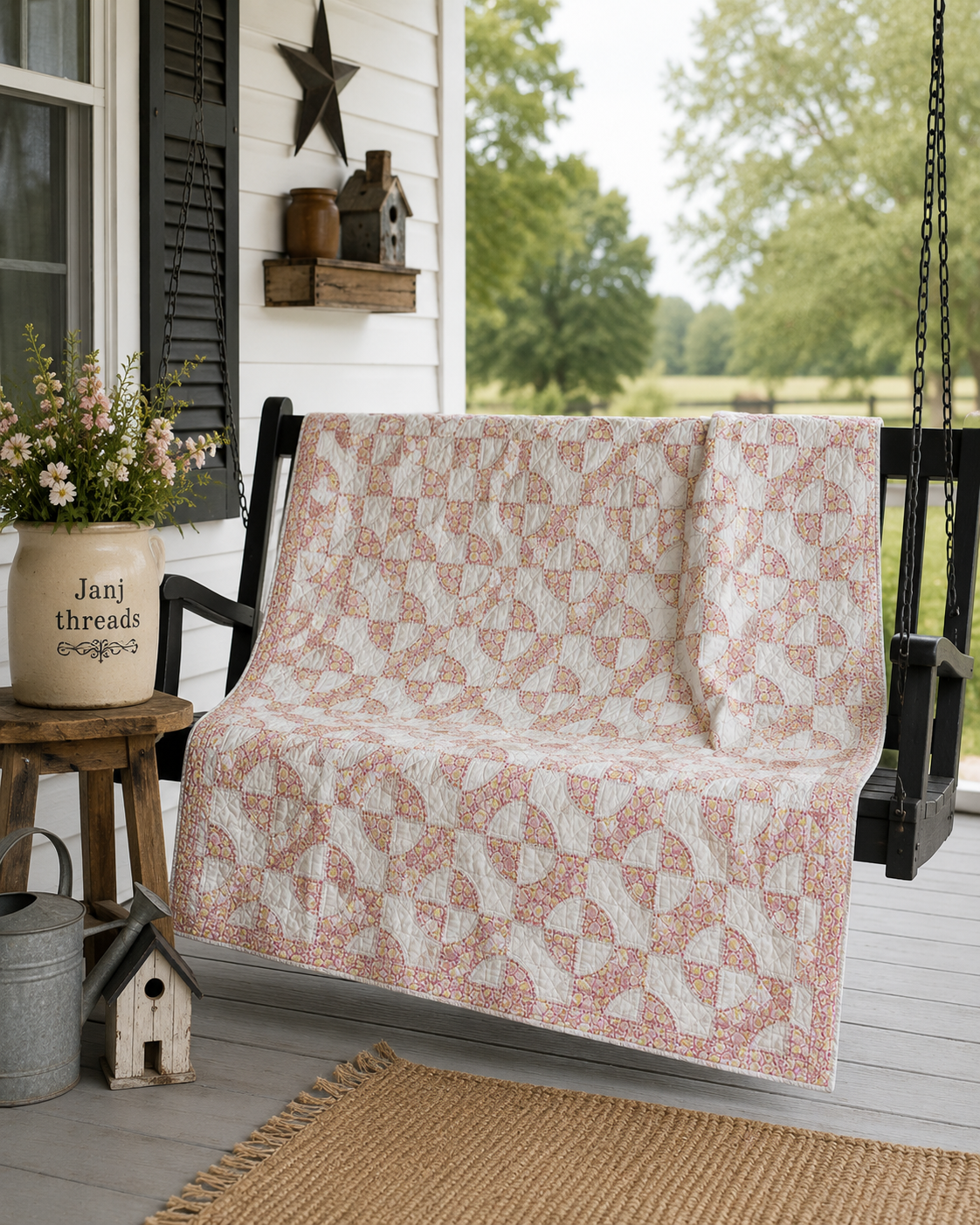Vintage Drunkard's Path Quilt