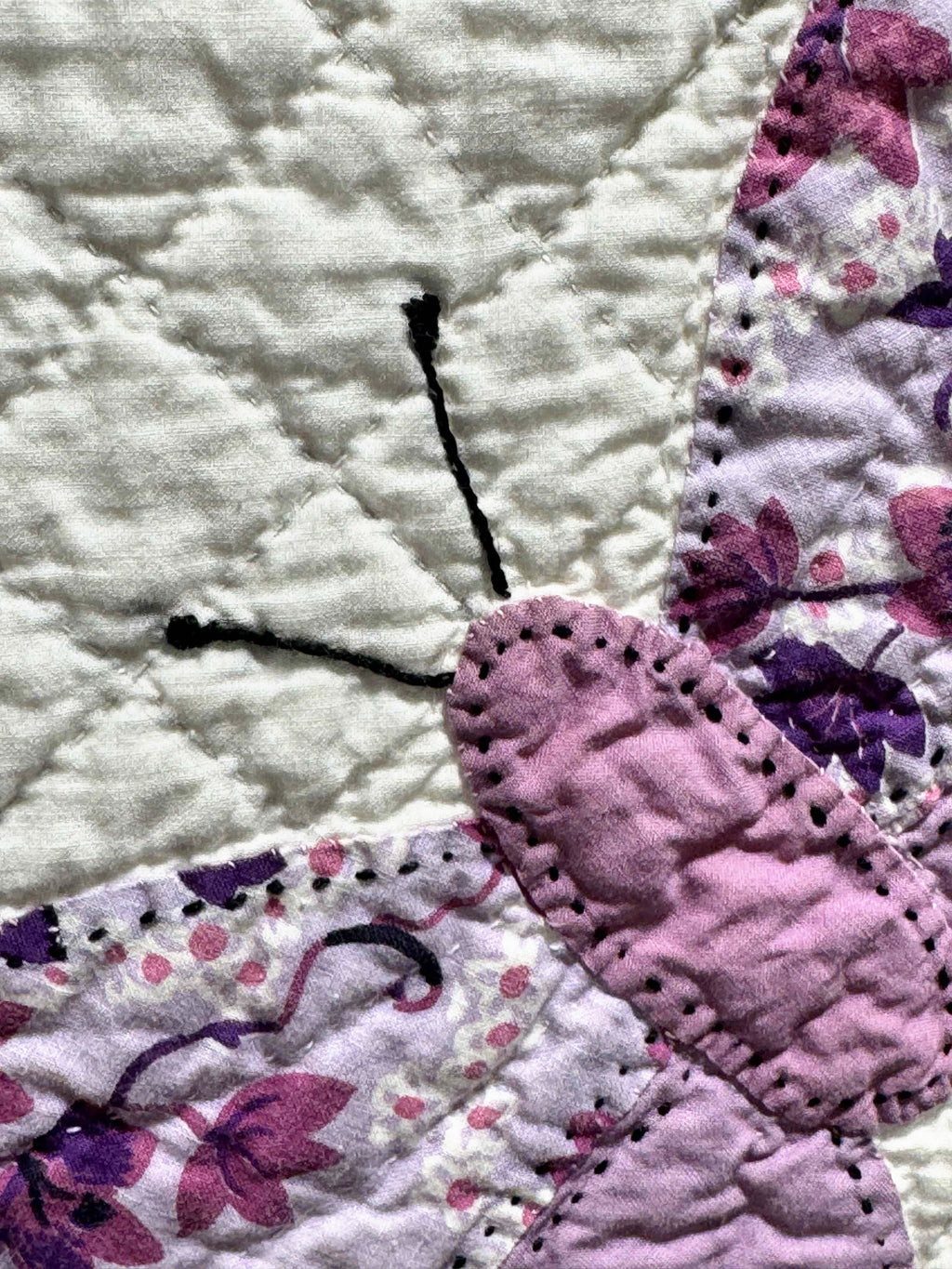 **SOLD Vintage Quilt Butterfly Applique on White  SOLD**
