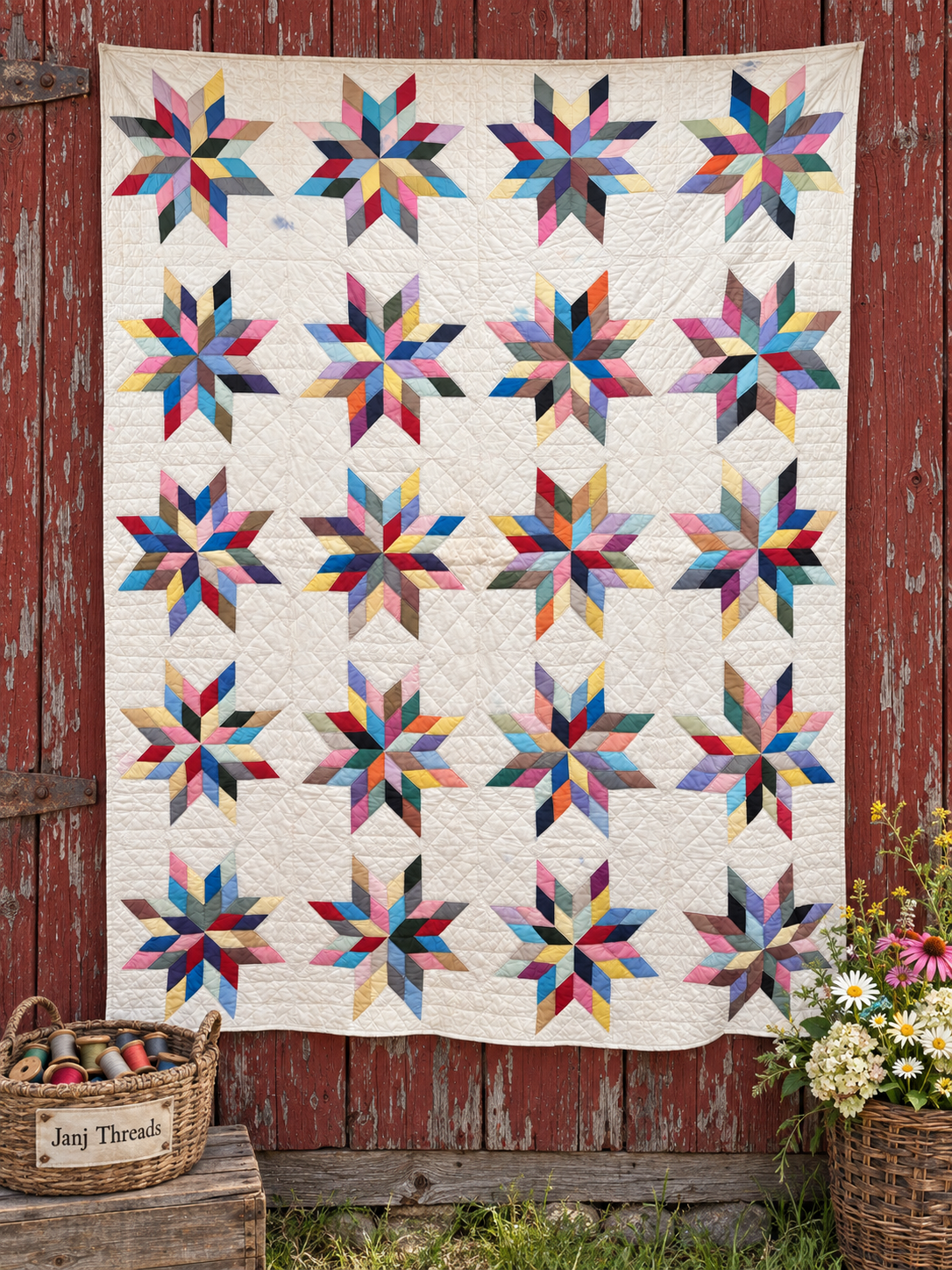 Vintage Quilt Eight-Point Star Quilt