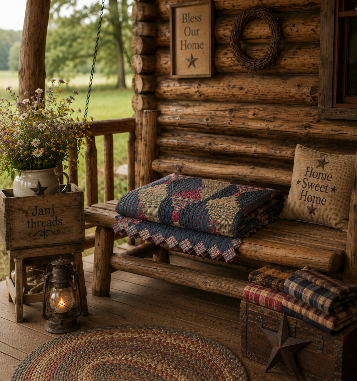 Vintage Log Cabin Quilt