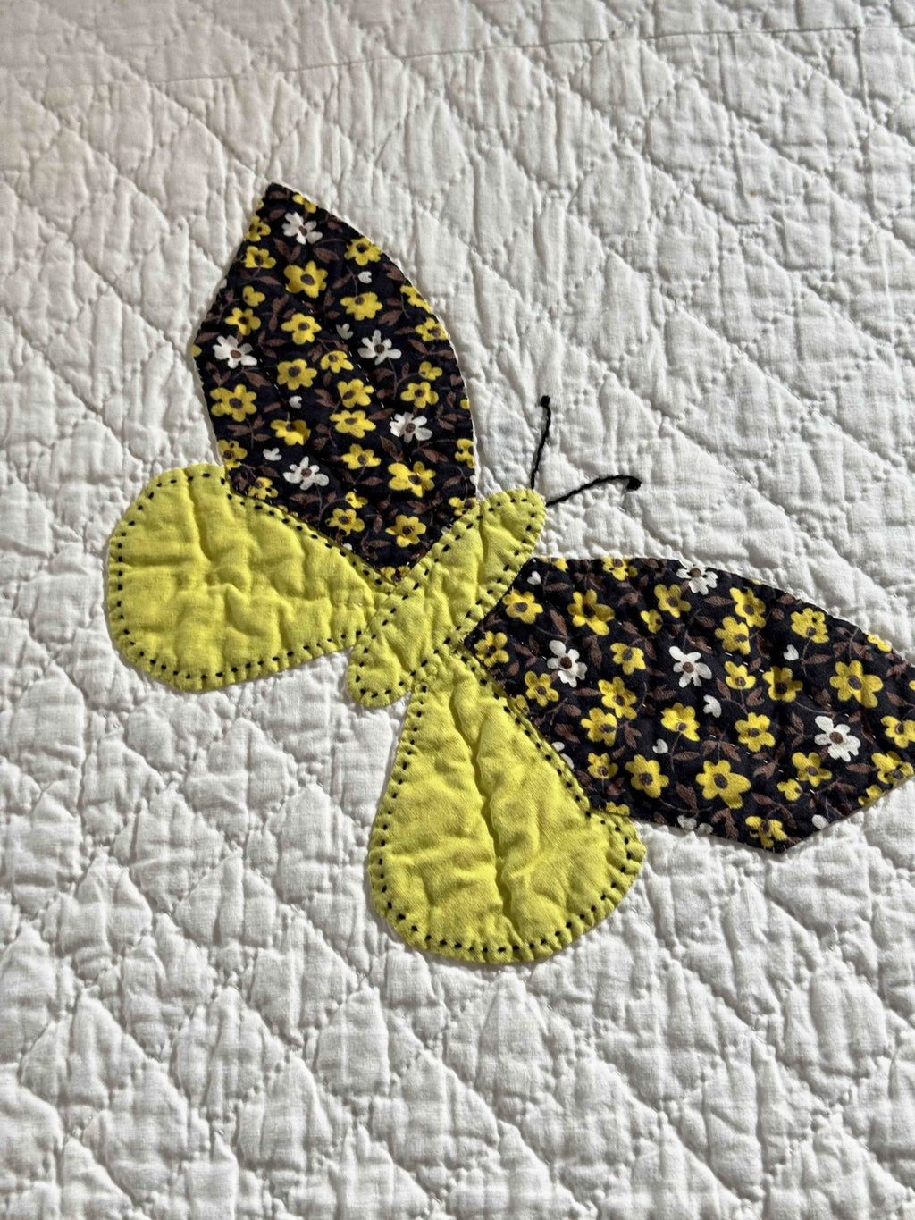 **SOLD Vintage Quilt Butterfly Applique on White  SOLD**