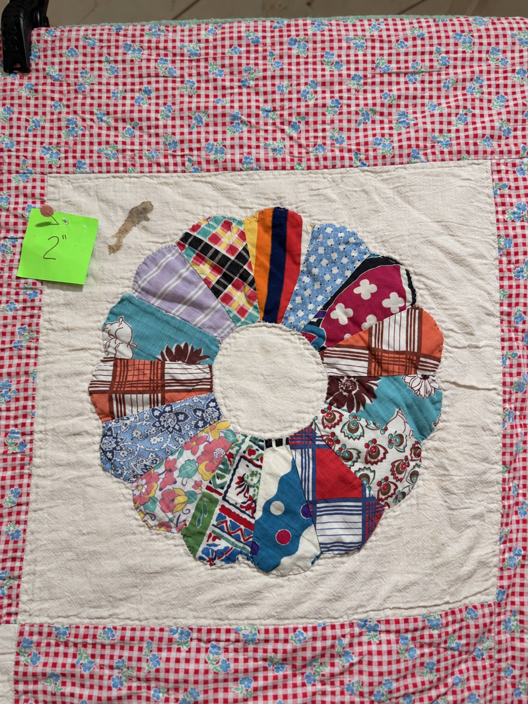 Vintage Quilt Calico Sash Dresden Plate Variation