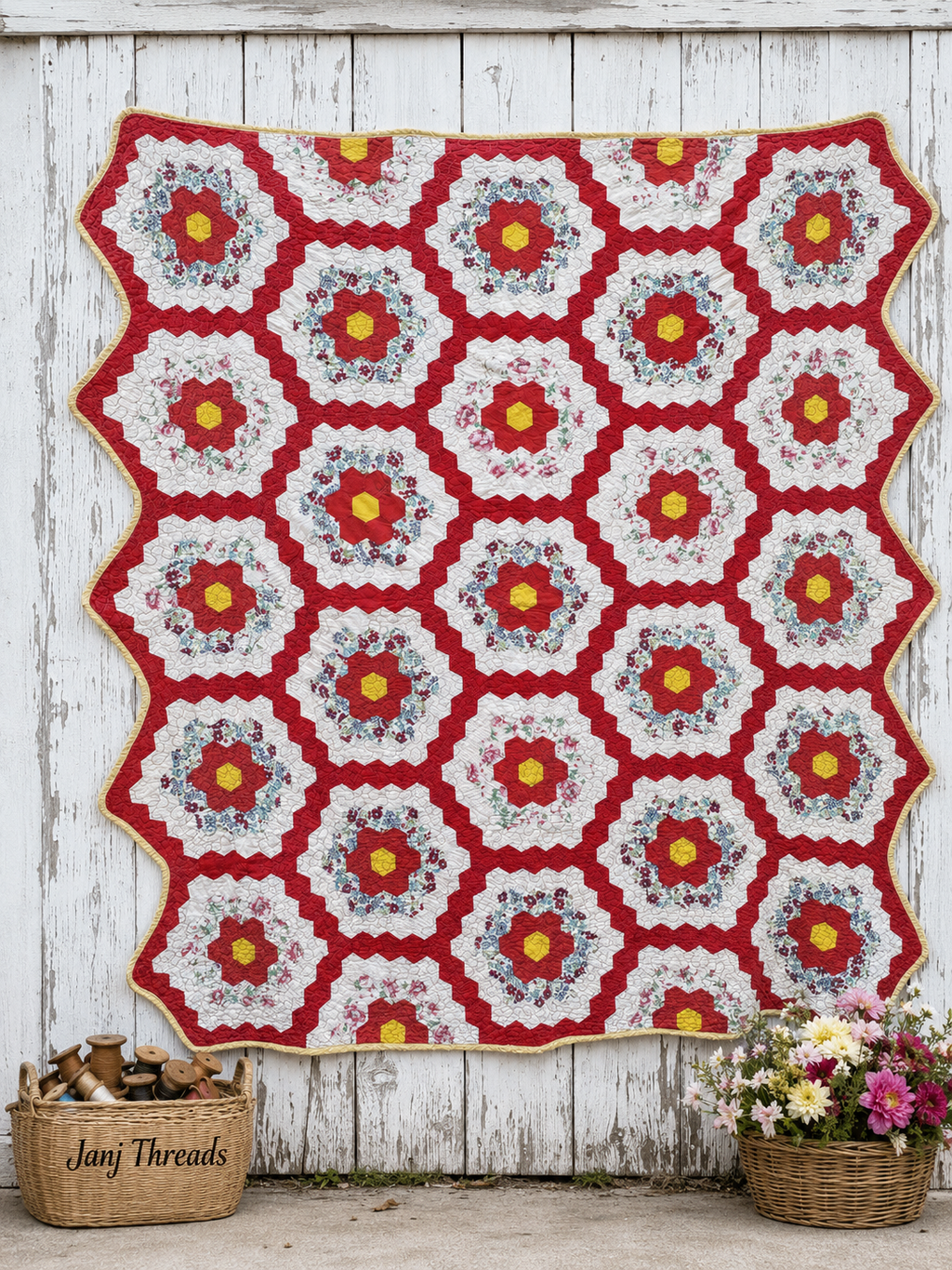 Vintage Quilt Grandmother's Flower Garden