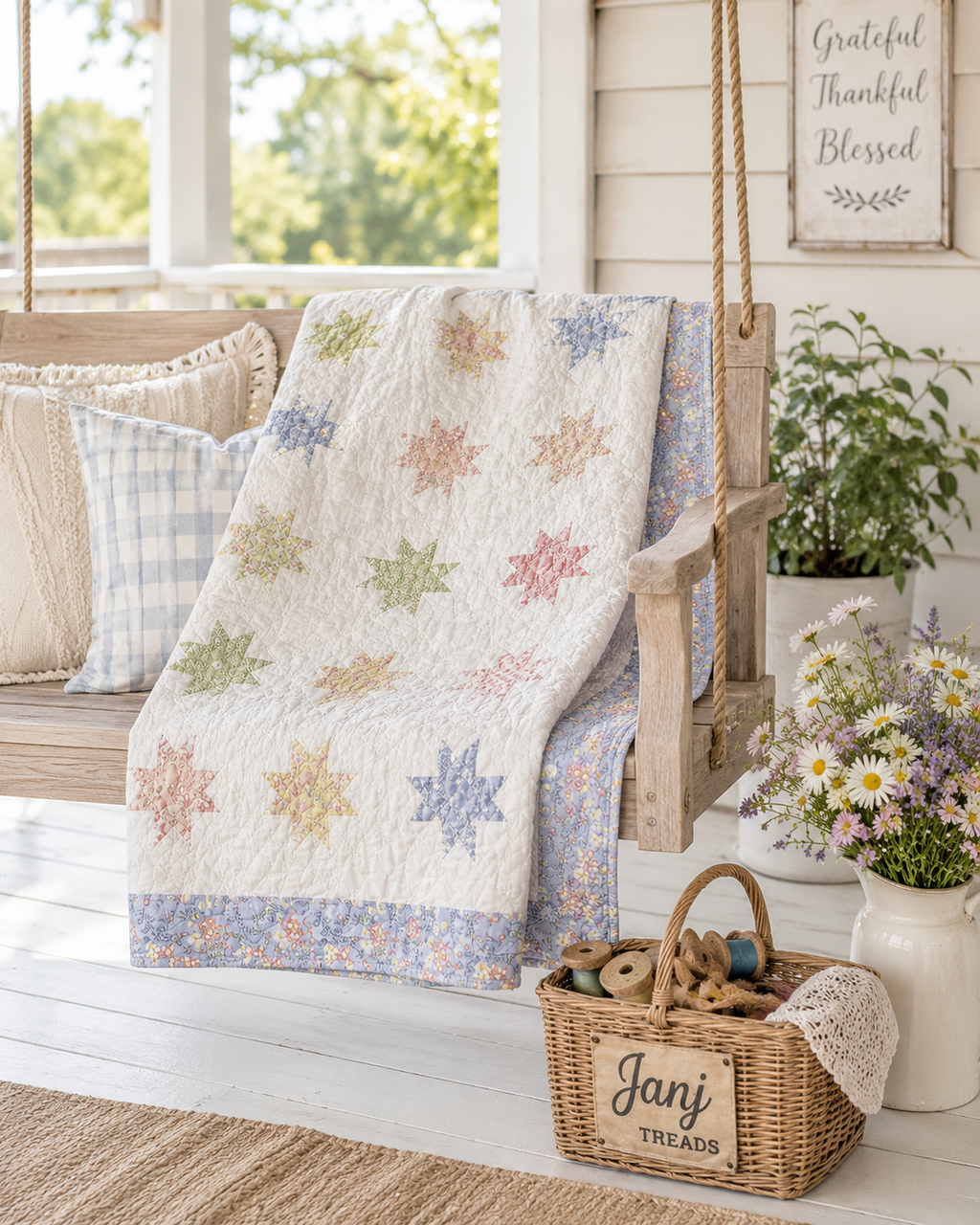 Vintage Ohio Star Variation Quilt