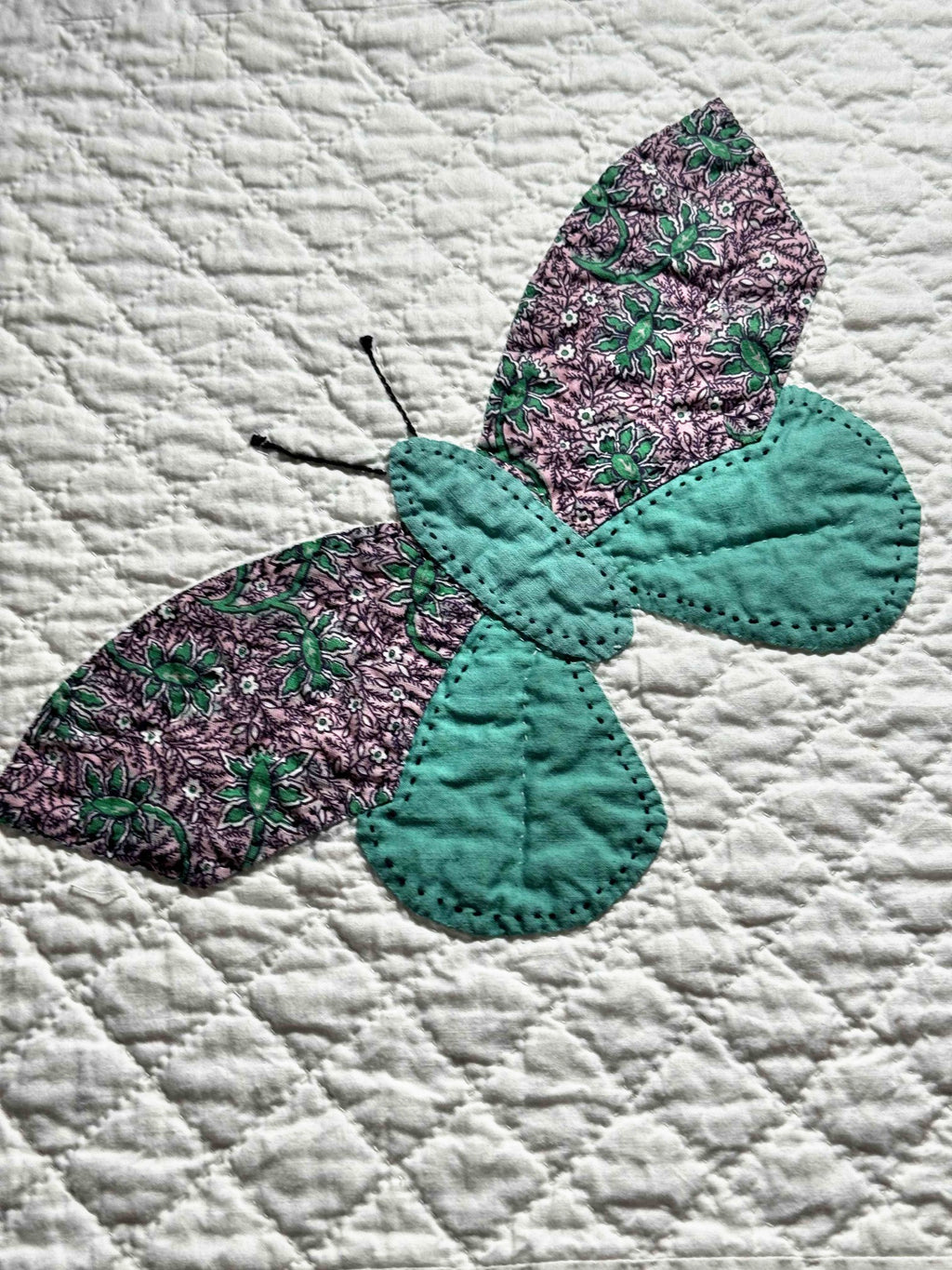 **SOLD Vintage Quilt Butterfly Applique on White  SOLD**