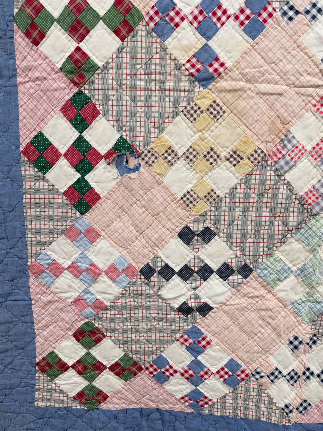 Vintage Quilt Nine Patch on Point