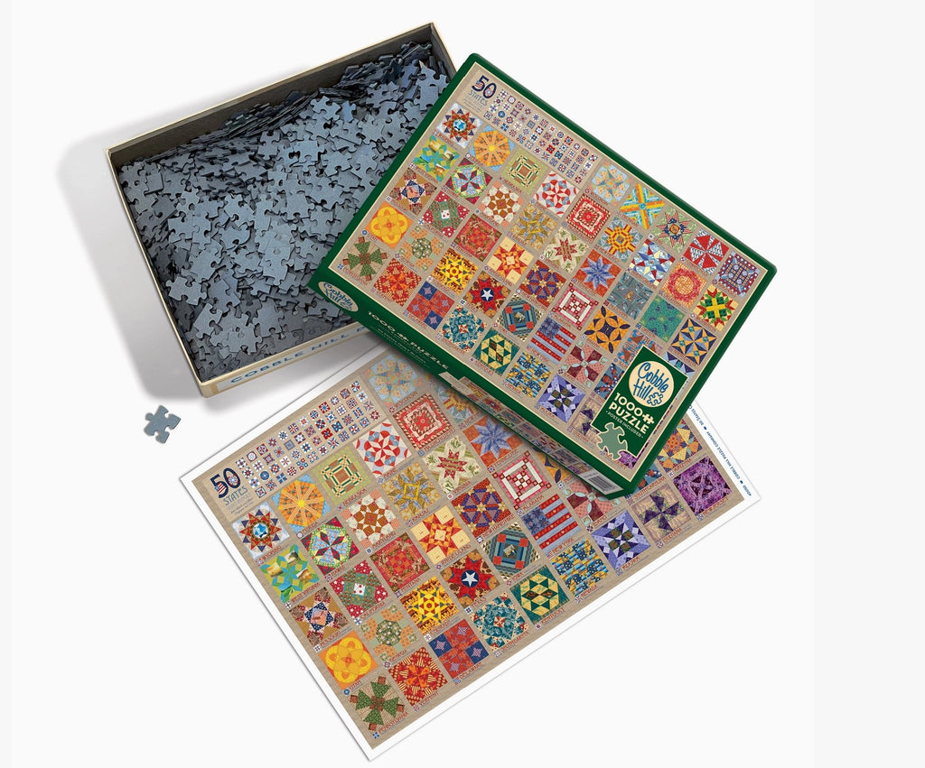 Cobble Hill Jigsaw Puzzle - 50 States Quilt Blocks - 1000 Piece