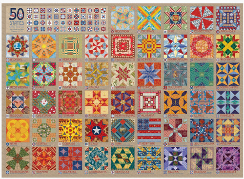 Cobble Hill Jigsaw Puzzle - 50 States Quilt Blocks - 1000 Piece