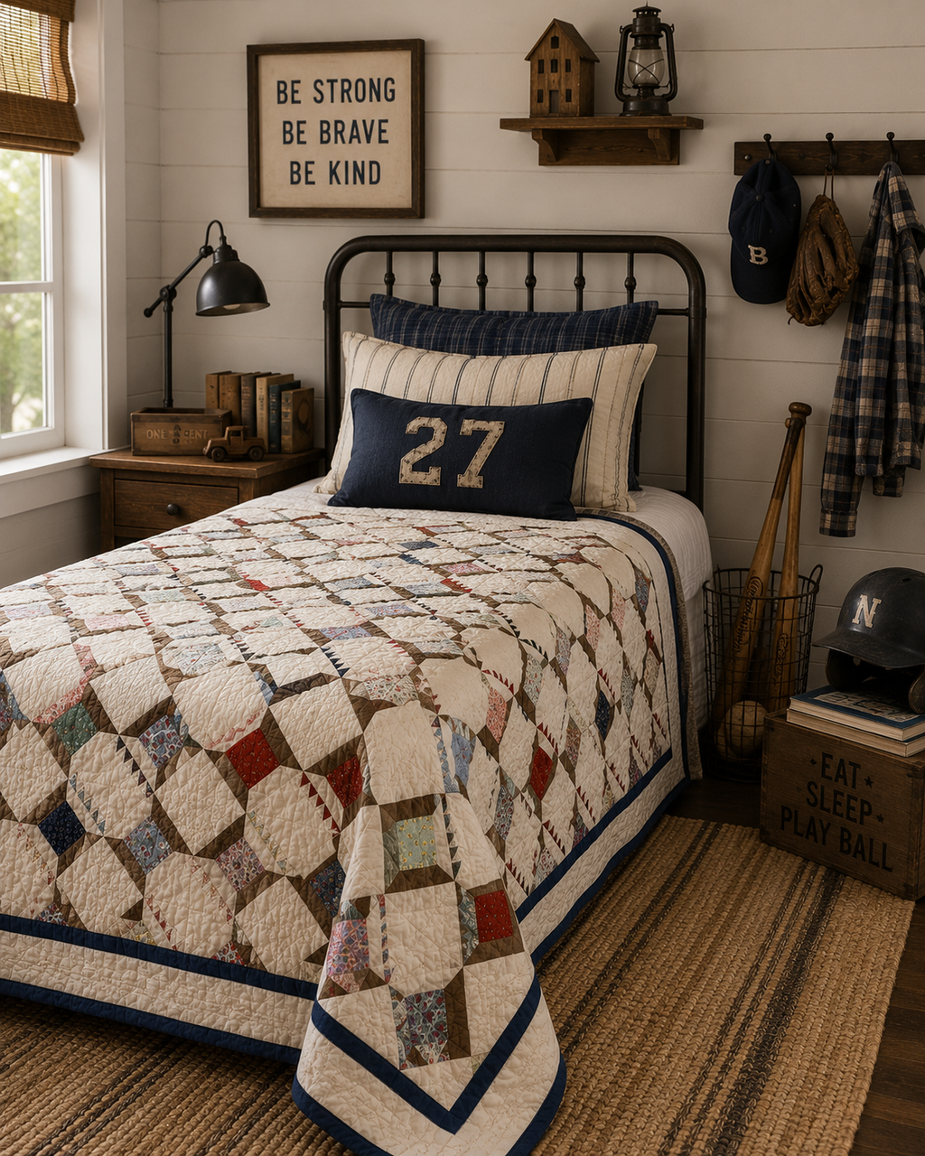Vintage Snowball Lattice Quilt