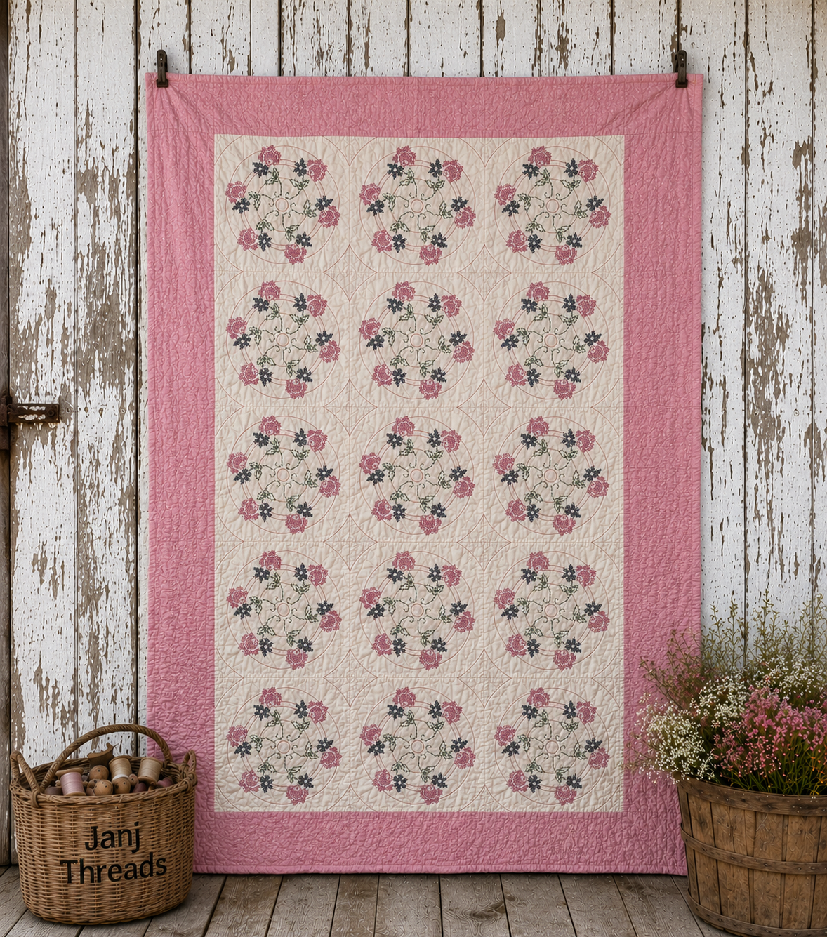 Vintage Embroidered Mauve with Crowns Top