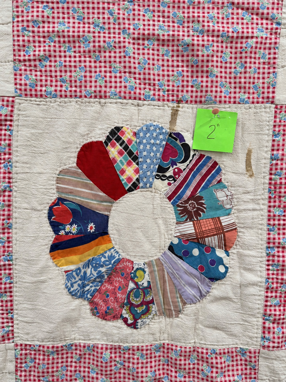 Vintage Quilt Calico Sash Dresden Plate Variation