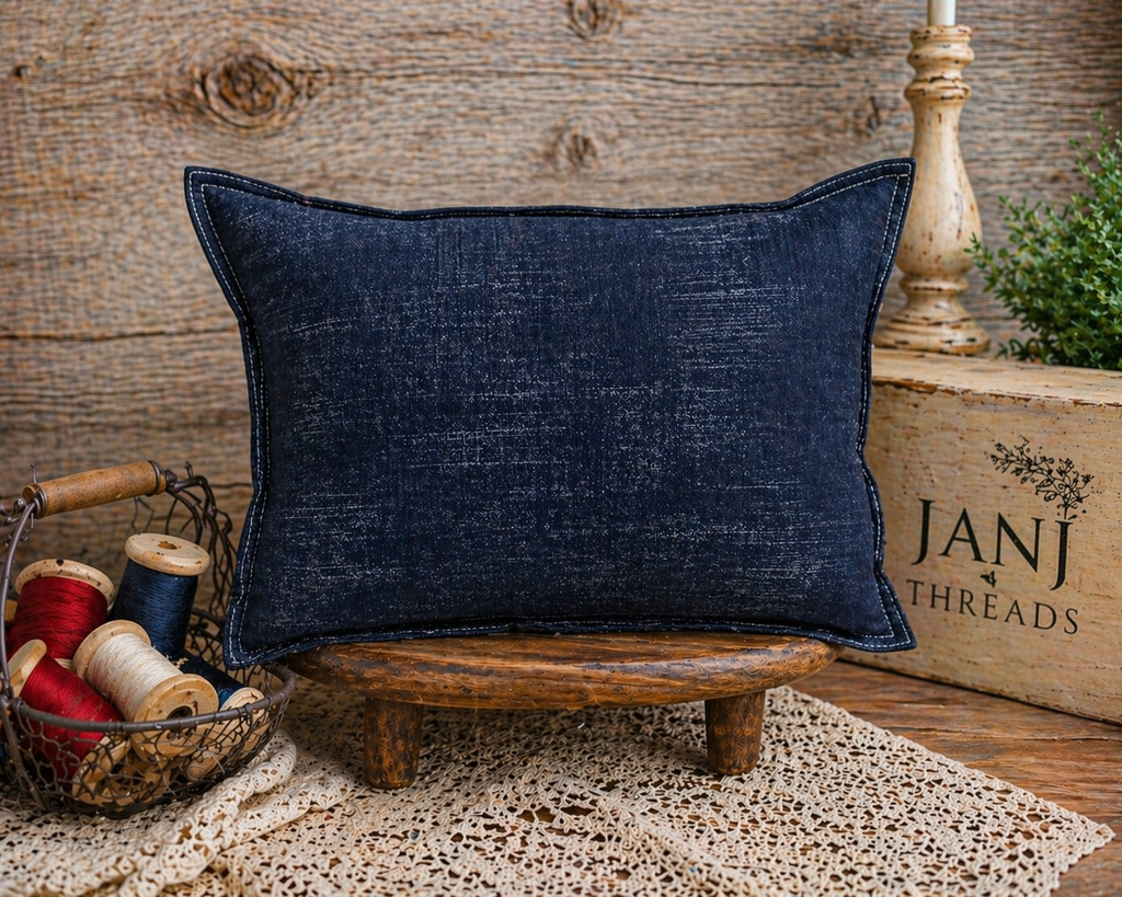 Rosie's Red, White and Blue Vintage Quilt - 5 Star Pillow