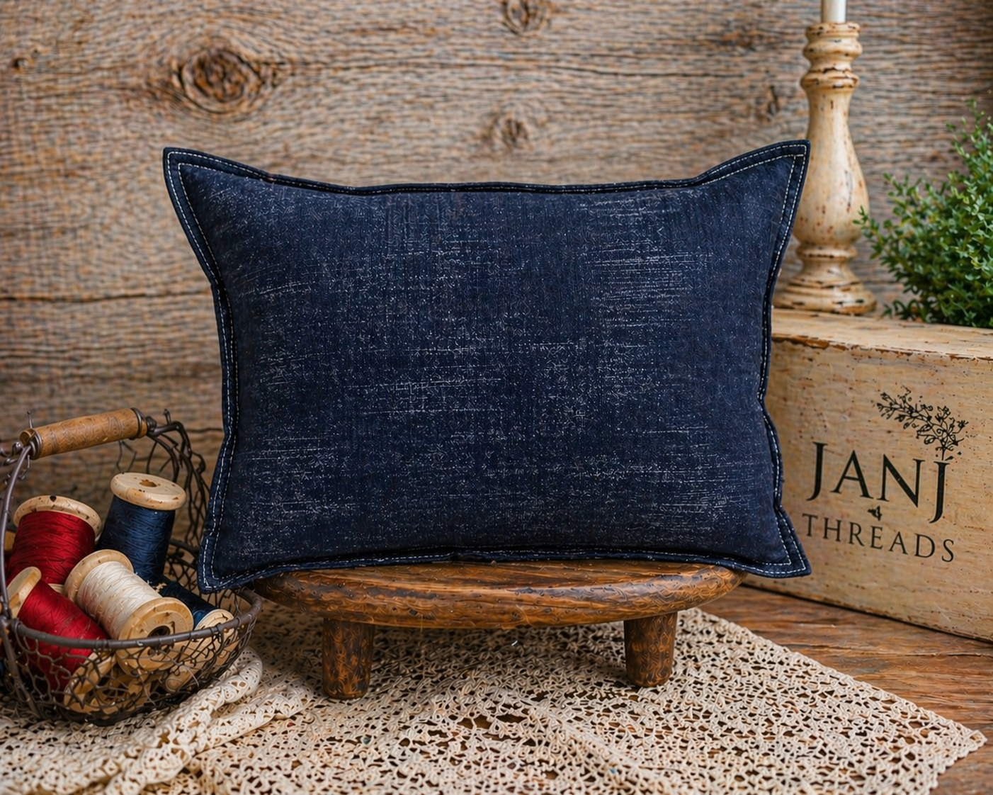 Rosie's Red, White and Blue Vintage Quilt - 5 Star Pillow