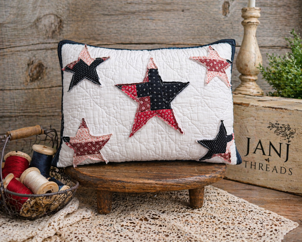 Rosie's Red, White and Blue Vintage Quilt - 5 Star Pillow