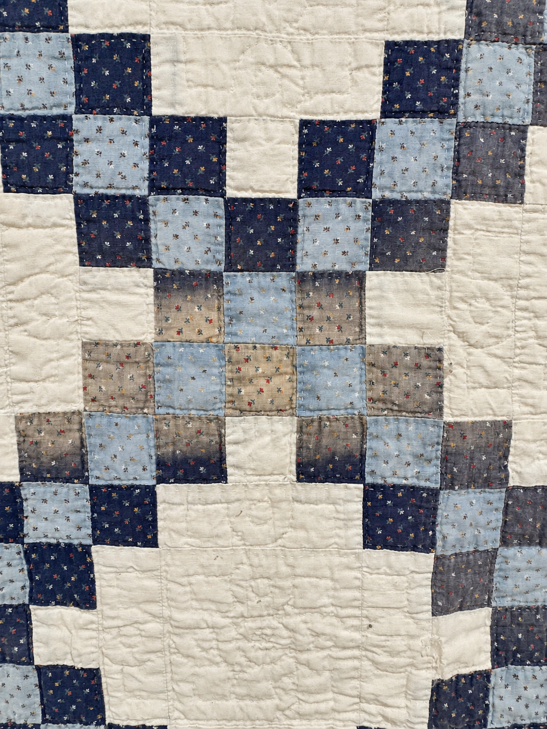 **SOLD Antique Quilt Blue Calico Double Irish Chain SOLD**