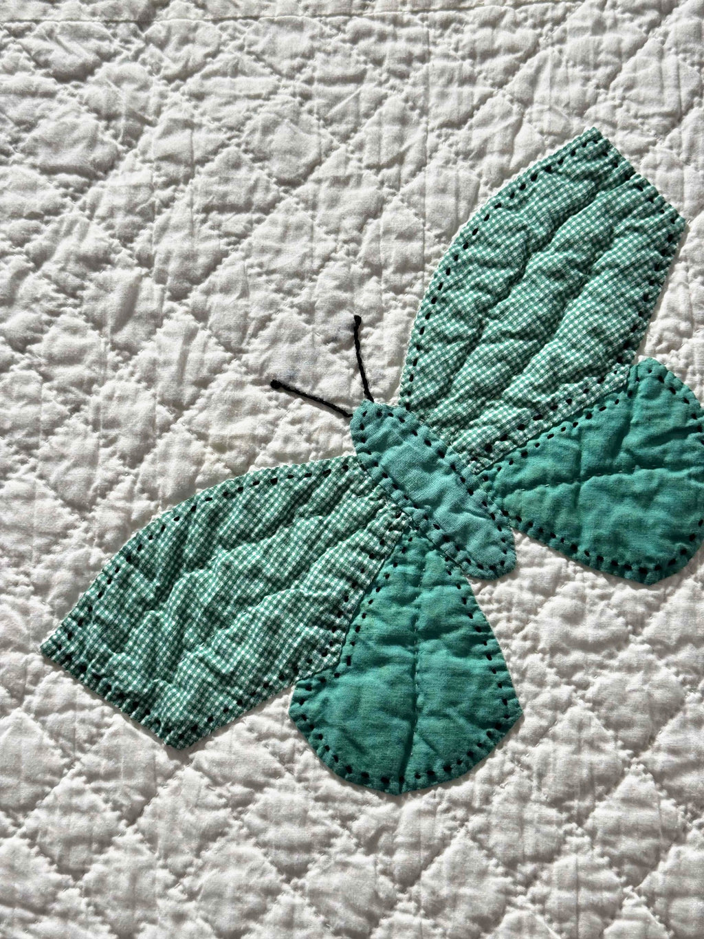 **SOLD Vintage Quilt Butterfly Applique on White  SOLD**