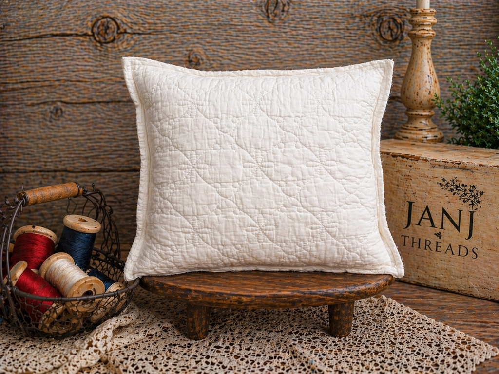Rosie's Red, White and Blue Vintage Quilt - 6 Point Star Pillow
