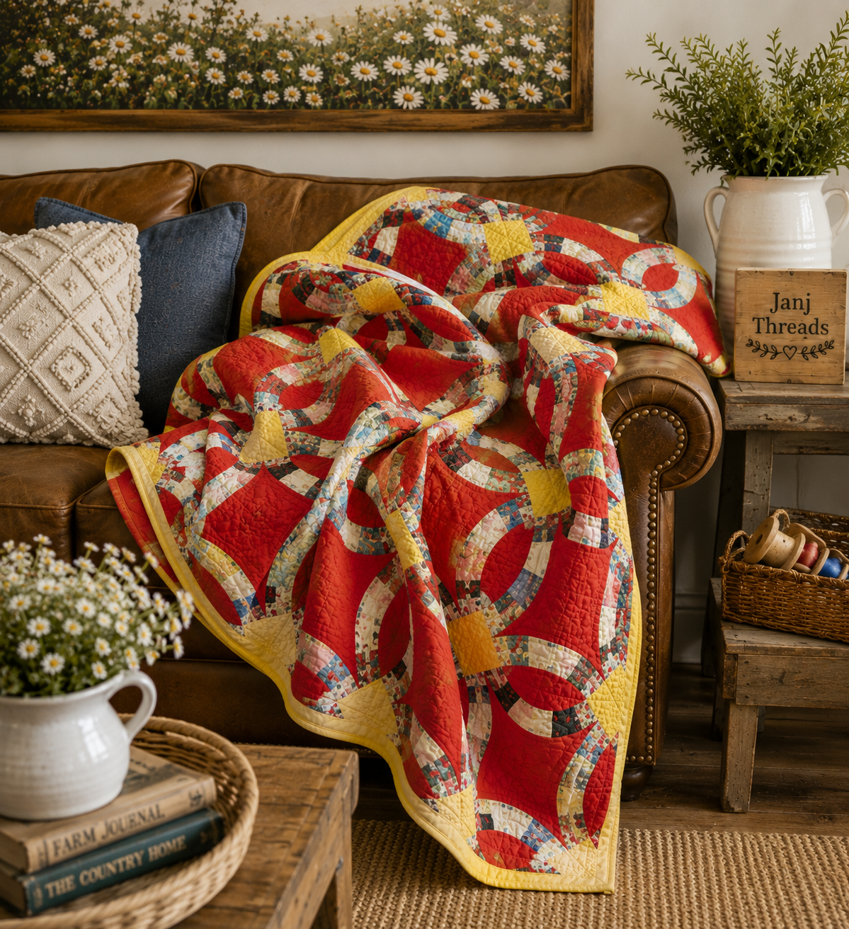 Vintage Double Wedding Ring Quilt