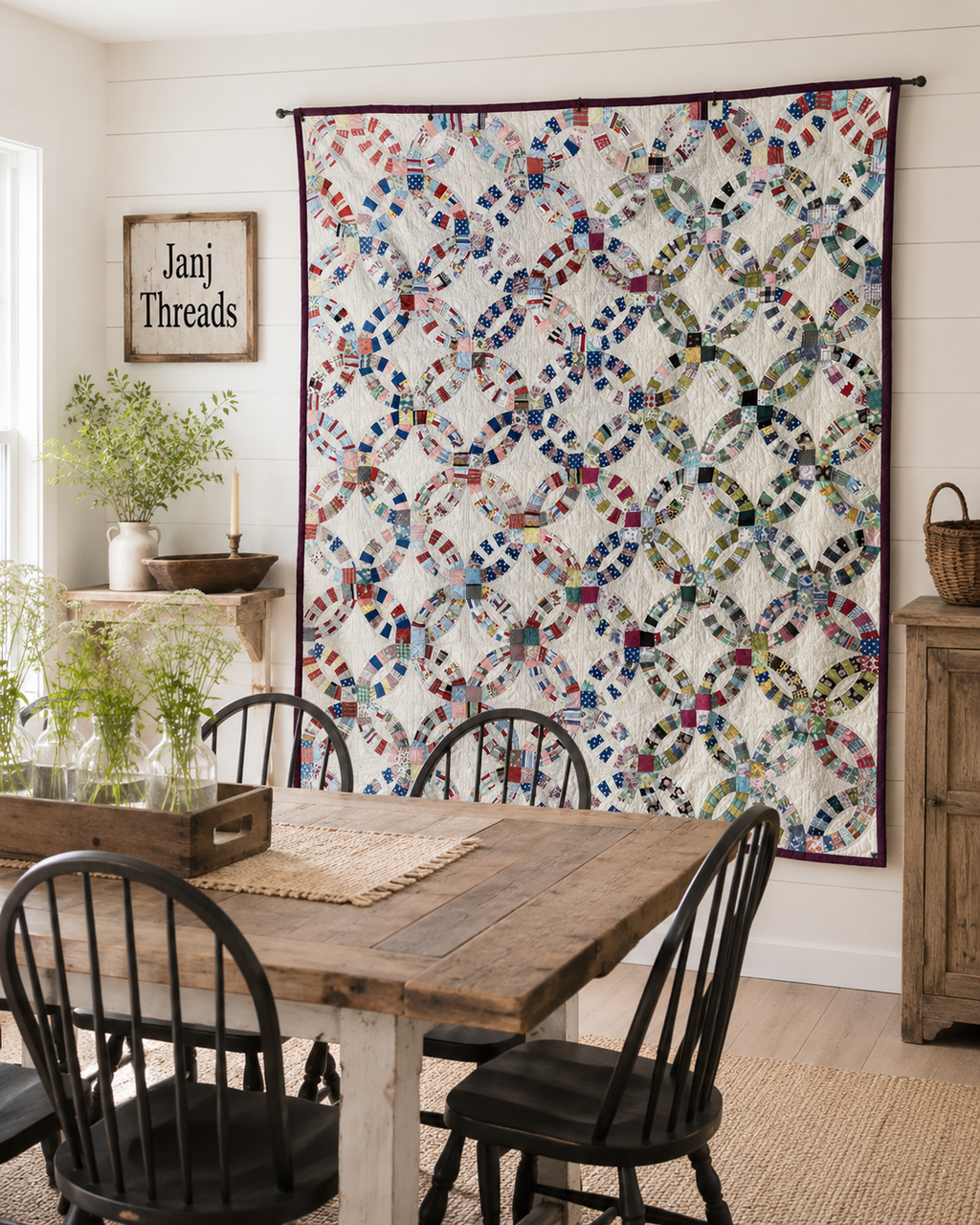 Vintage Double Wedding Ring Quilt