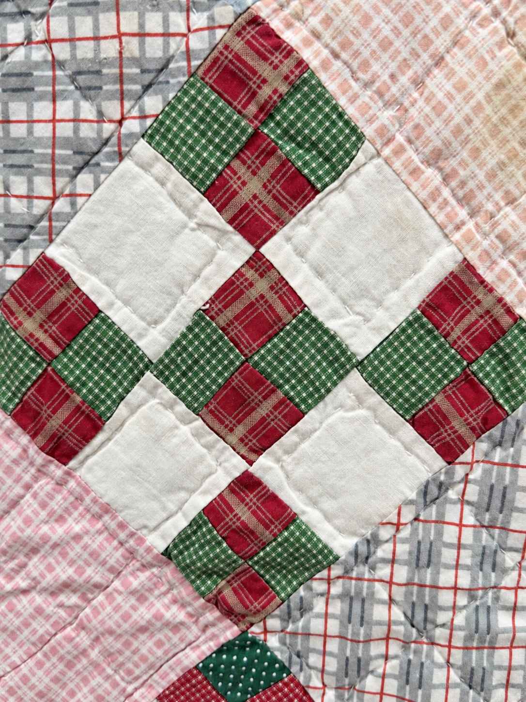 Vintage Quilt Nine Patch on Point
