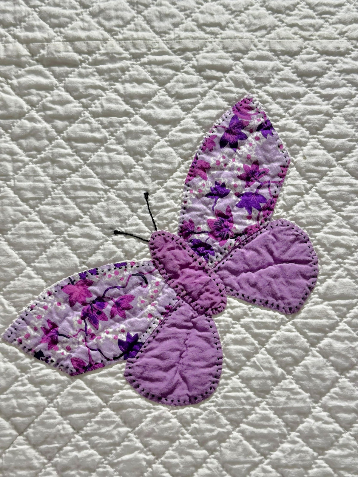 **SOLD Vintage Quilt Butterfly Applique on White  SOLD**