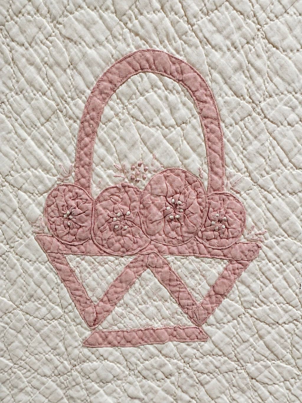 Vintage Quilt Pink Applique Basket