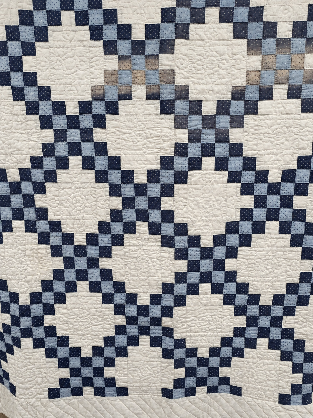 **SOLD Antique Quilt Blue Calico Double Irish Chain SOLD**