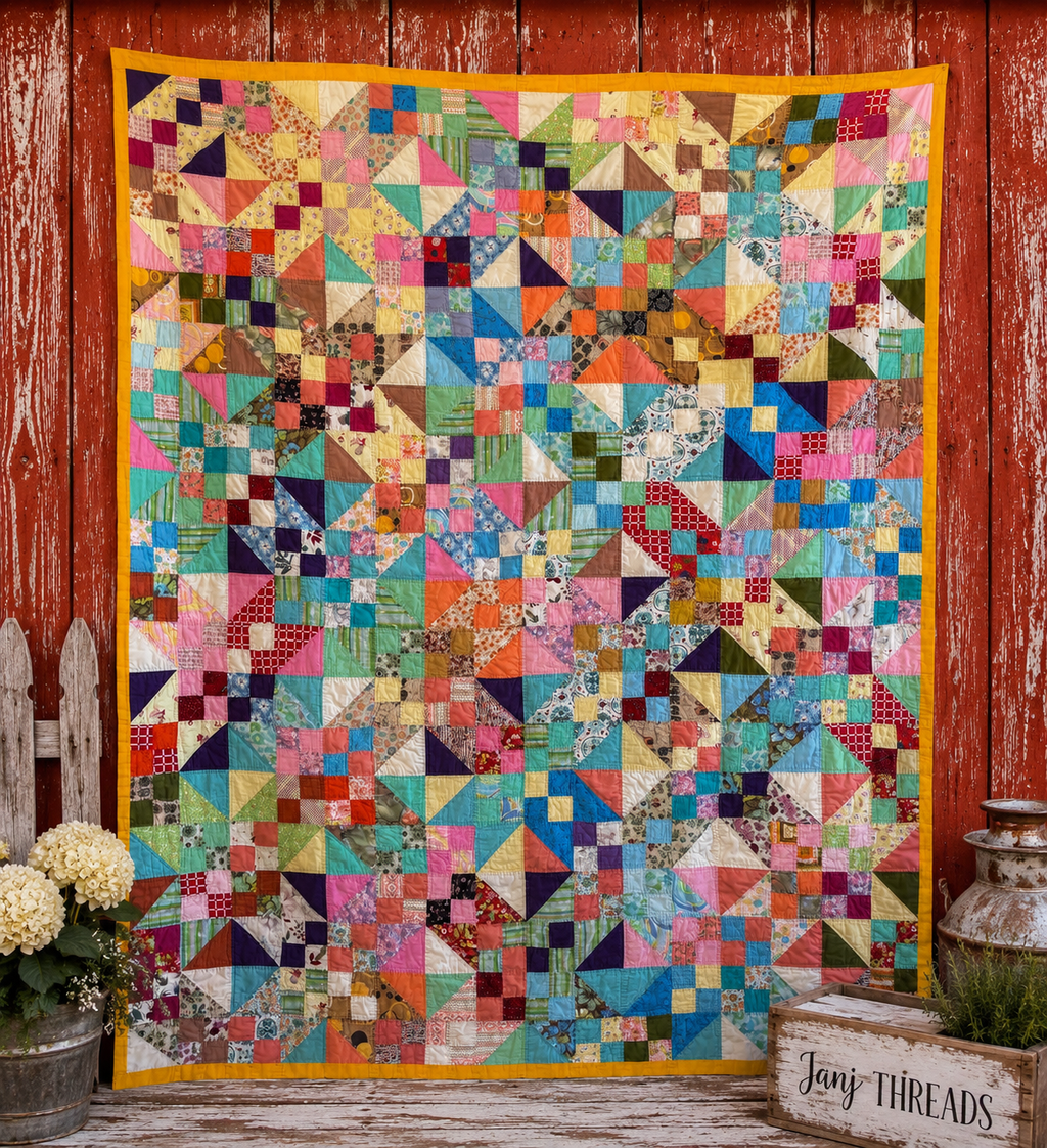 Vintage Scrappy Mosaic Quilt