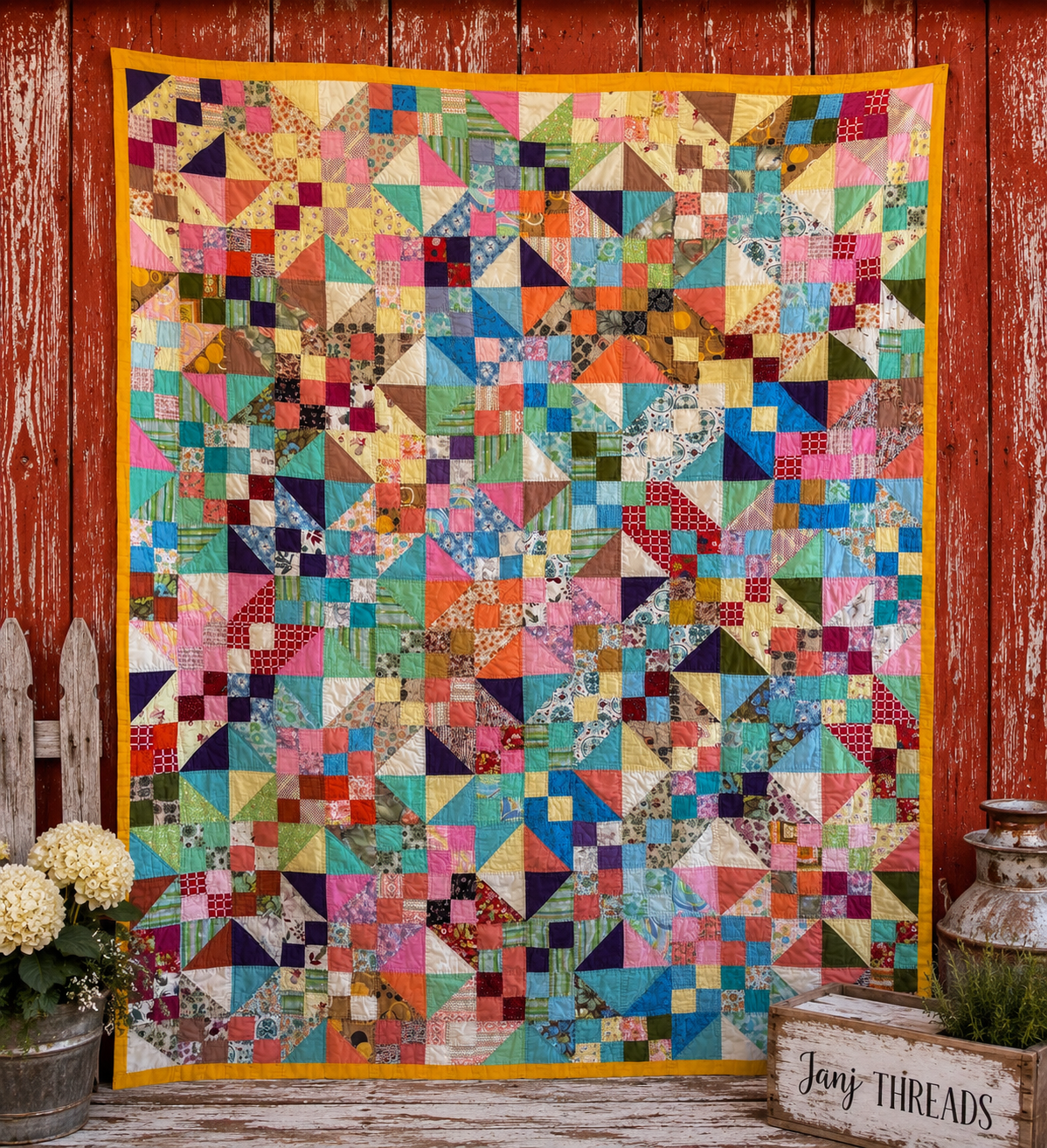 Vintage Scrappy Mosaic Quilt