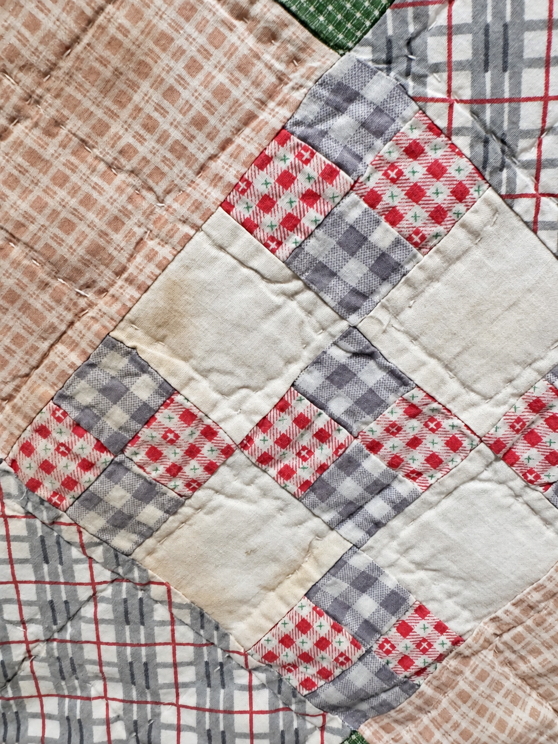 Vintage Quilt Nine Patch on Point