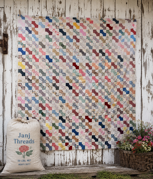 Vintage Quilt Top Snowball Four Patch Feed Sack