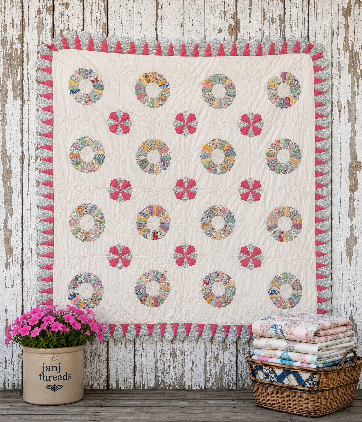 Vintage Sunny Dresden Plate Quilt