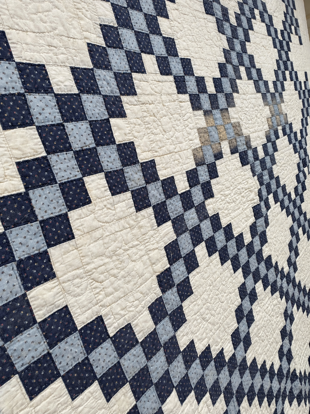 **SOLD Antique Quilt Blue Calico Double Irish Chain SOLD**