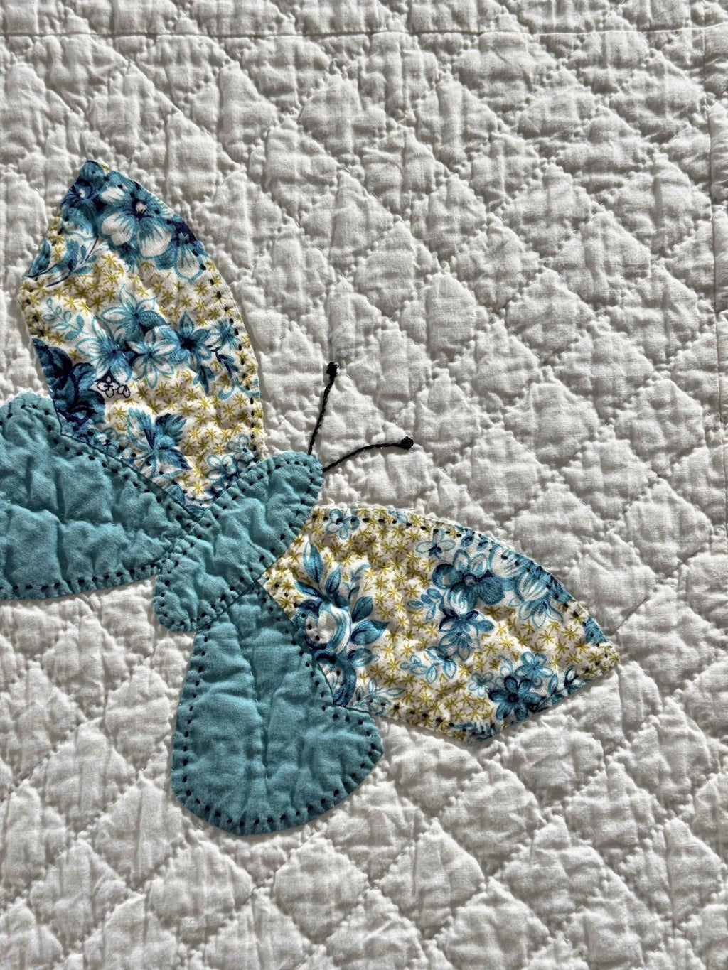 **SOLD Vintage Quilt Butterfly Applique on White  SOLD**