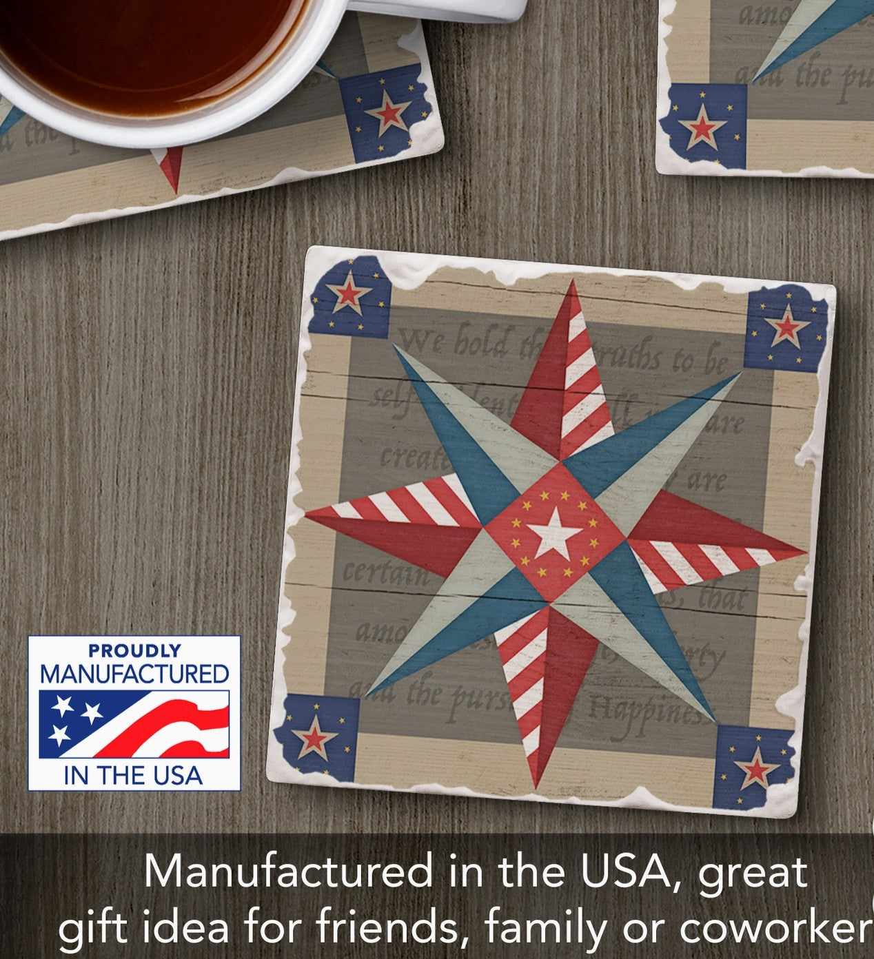 American Guiding Star Single Absorbent Tumbled Tile Coaster