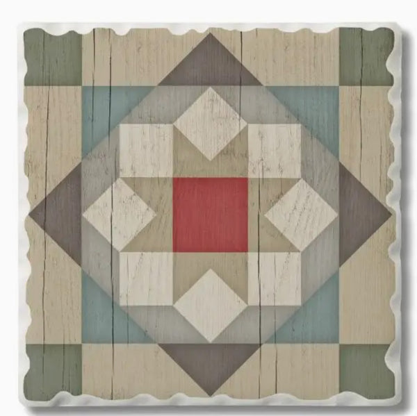 Barn Star Single Absorbent Stone Tumbled Tile Coaster