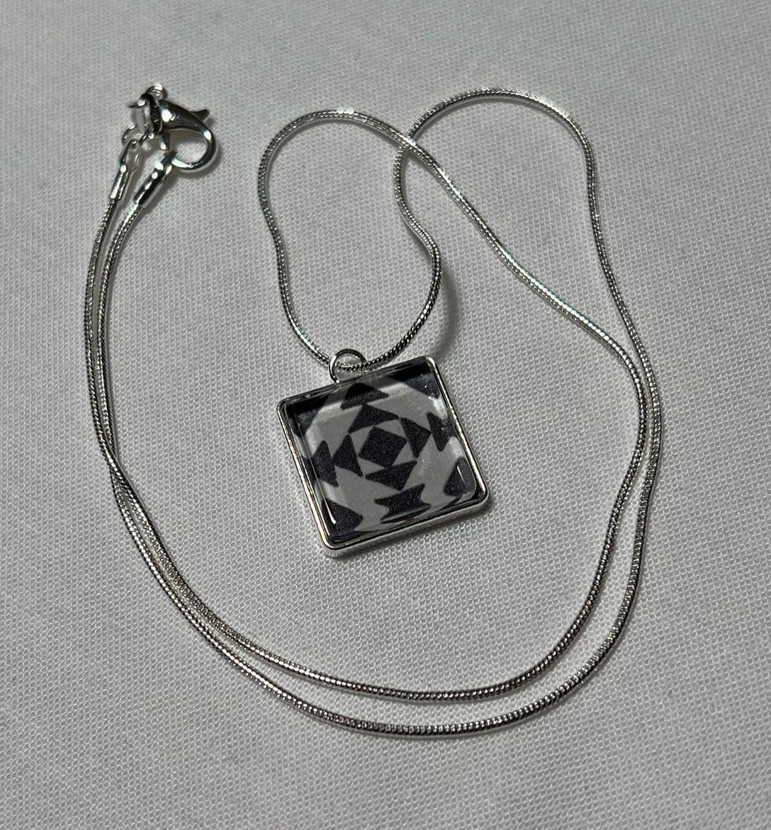 Black Pineapple Pendant and Chain by Quilt Design Jewelry
