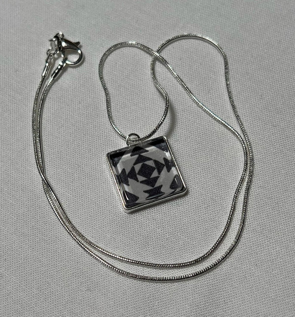 Black Pineapple Pendant and Chain by Quilt Design Jewelry