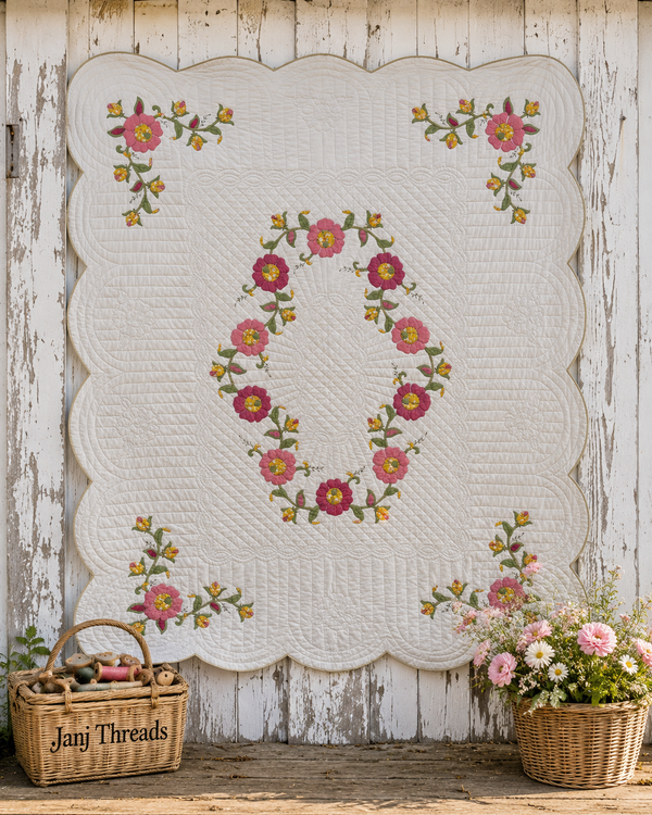 Vintage Calico Rose Quilt