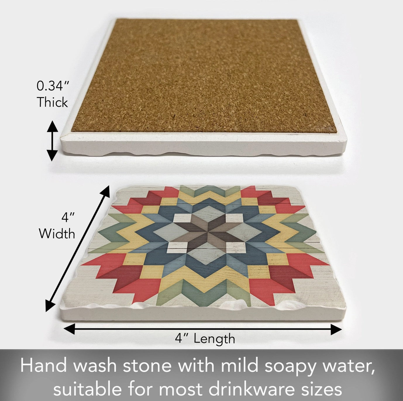 Carpenter Star Single Absorbent Stone Tumbled Tile Coaster